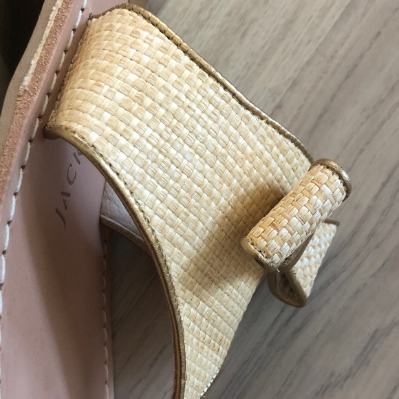 Jack Rogers Women's Gold Trim Rattan Bow Thong Sandals 7.5 M - Picture 7 of 10